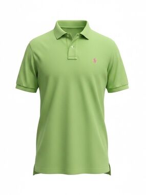 Polo Ralph Lauren Mens XL Cotton Polo Shirt Lime Green Short Sleeve Pink Pony